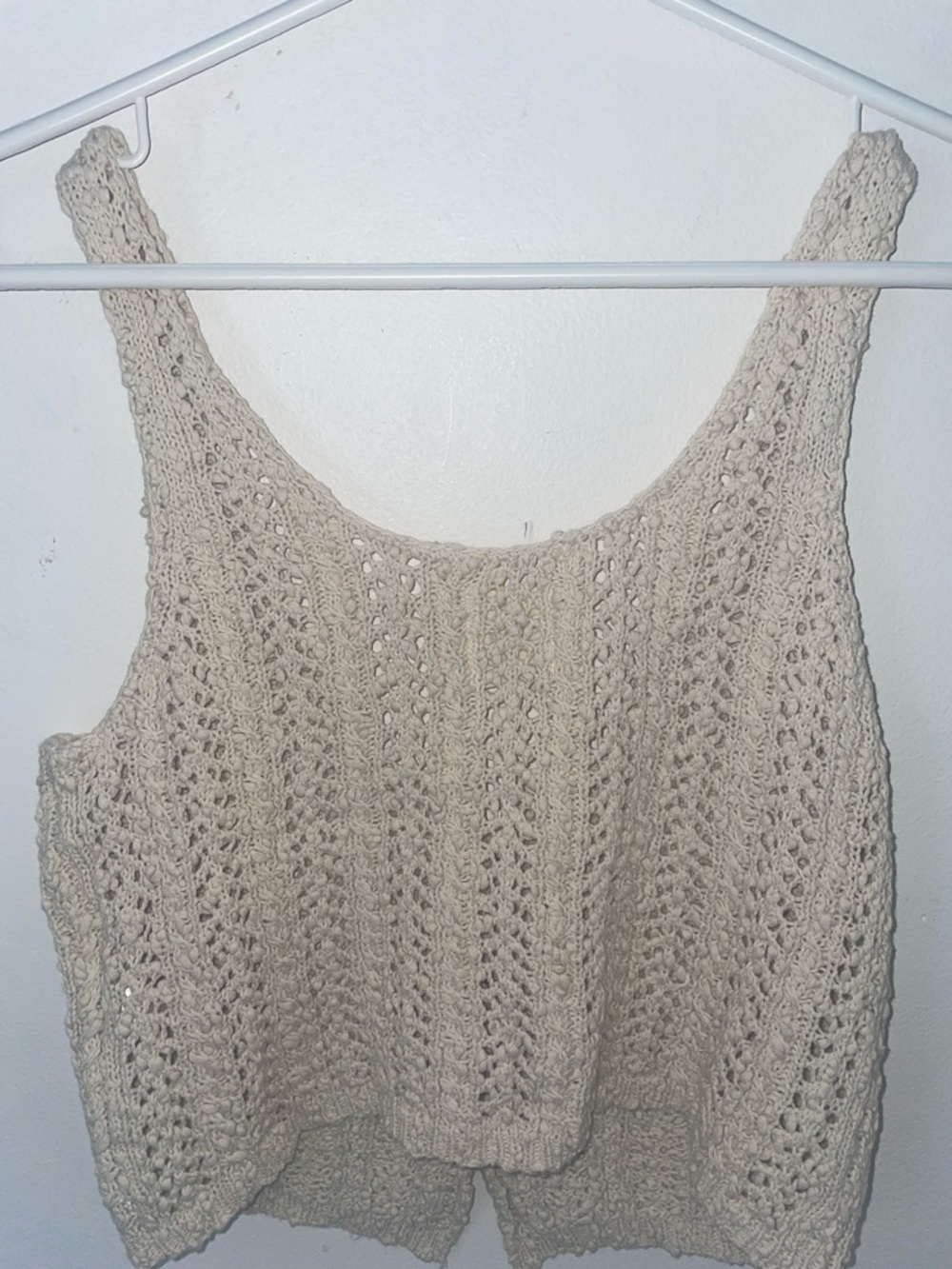 ā”Cream Crochet Knit Button-Up Crop Top - Picture 4 of 4